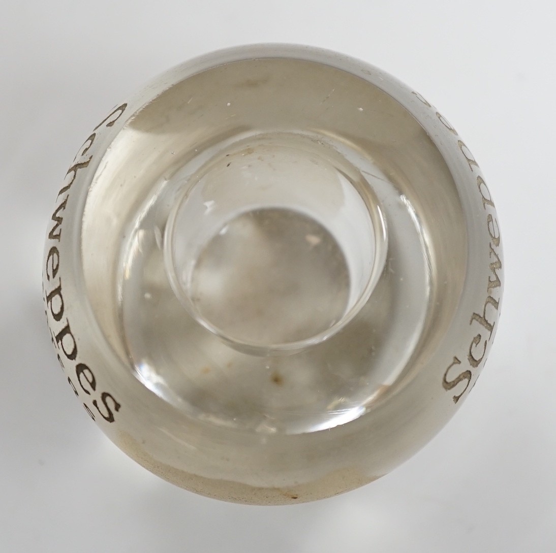 A Schweppes glass table matchstrike, 6cm